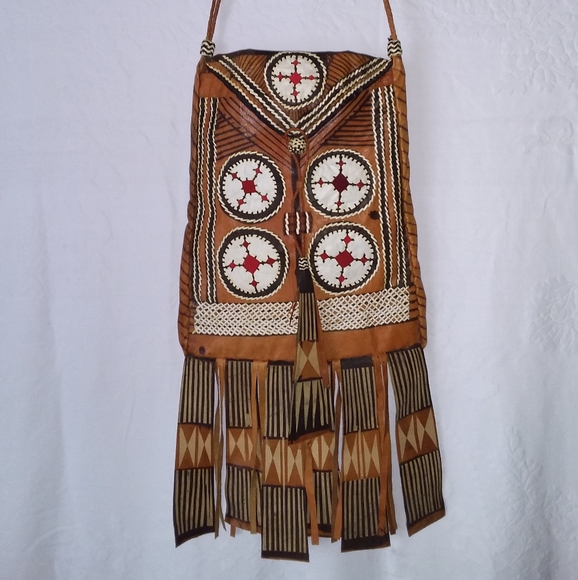 Handbags - Vintage African tribal leather hippie bag